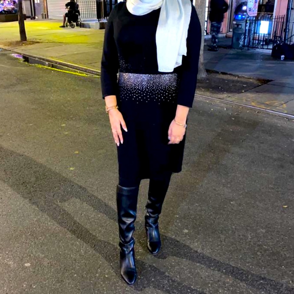 Calvin Klein | Black Diamond Studded Sweater Dress